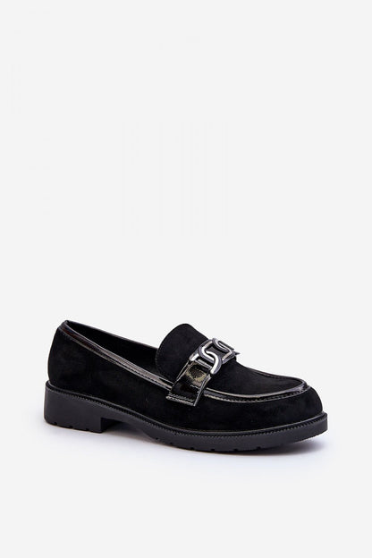 Close-up view of S.Barski's elegant women's moccasins showcasing intricate ornamental detailing, designed for a stylish and comfortable fit.