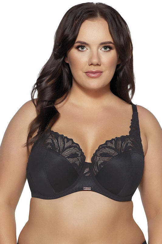 A stylish Ava Yasemin 2106 Soft Lace Bra by Ava, featuring delicate lace detailing and adjustable straps, exemplifying luxury and elegance in classic colours including black and beige.