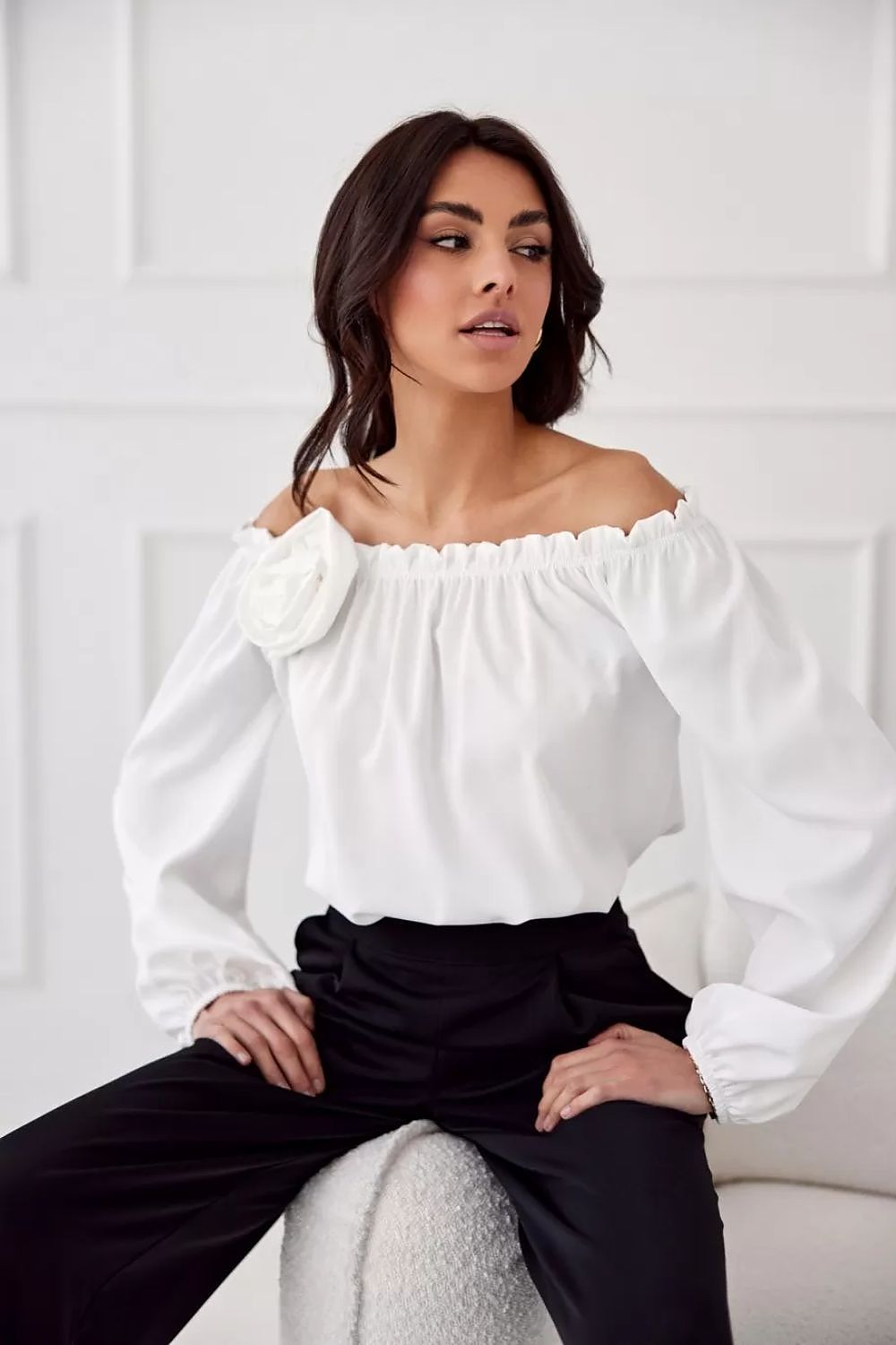 Back view of the Rosie Satin Blouse by Roco Fashion, demonstrating its flattering fit and high-quality satin fabric, perfect for elegant styling.