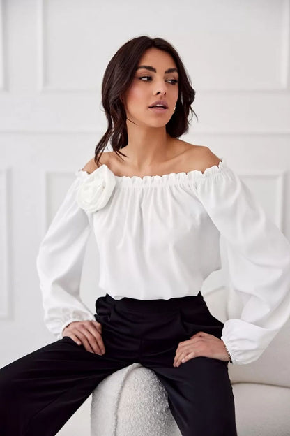 Back view of the Rosie Satin Blouse by Roco Fashion, demonstrating its flattering fit and high-quality satin fabric, perfect for elegant styling.