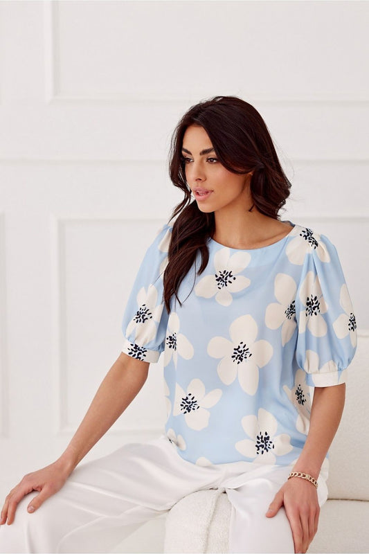 Jenna Blouse by Roco Fashion featuring elegant buffet sleeves, perfect for versatile styling and casual sophistication.