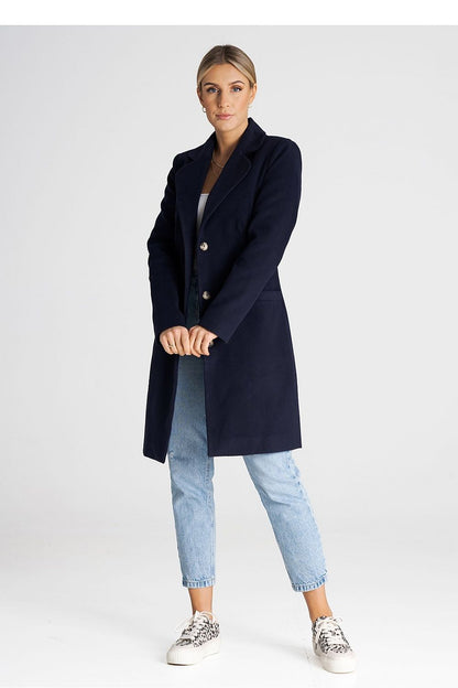 Elegant Figl women's classic long coat with padded collar and lined interior, perfect for sophisticated winter outfits.