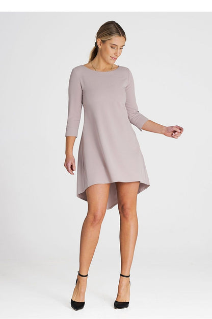 Back view of the beautiful Figl Asymmetrical Cocktail Dress, highlighting the intricate pleated back that adds a touch of luxury.