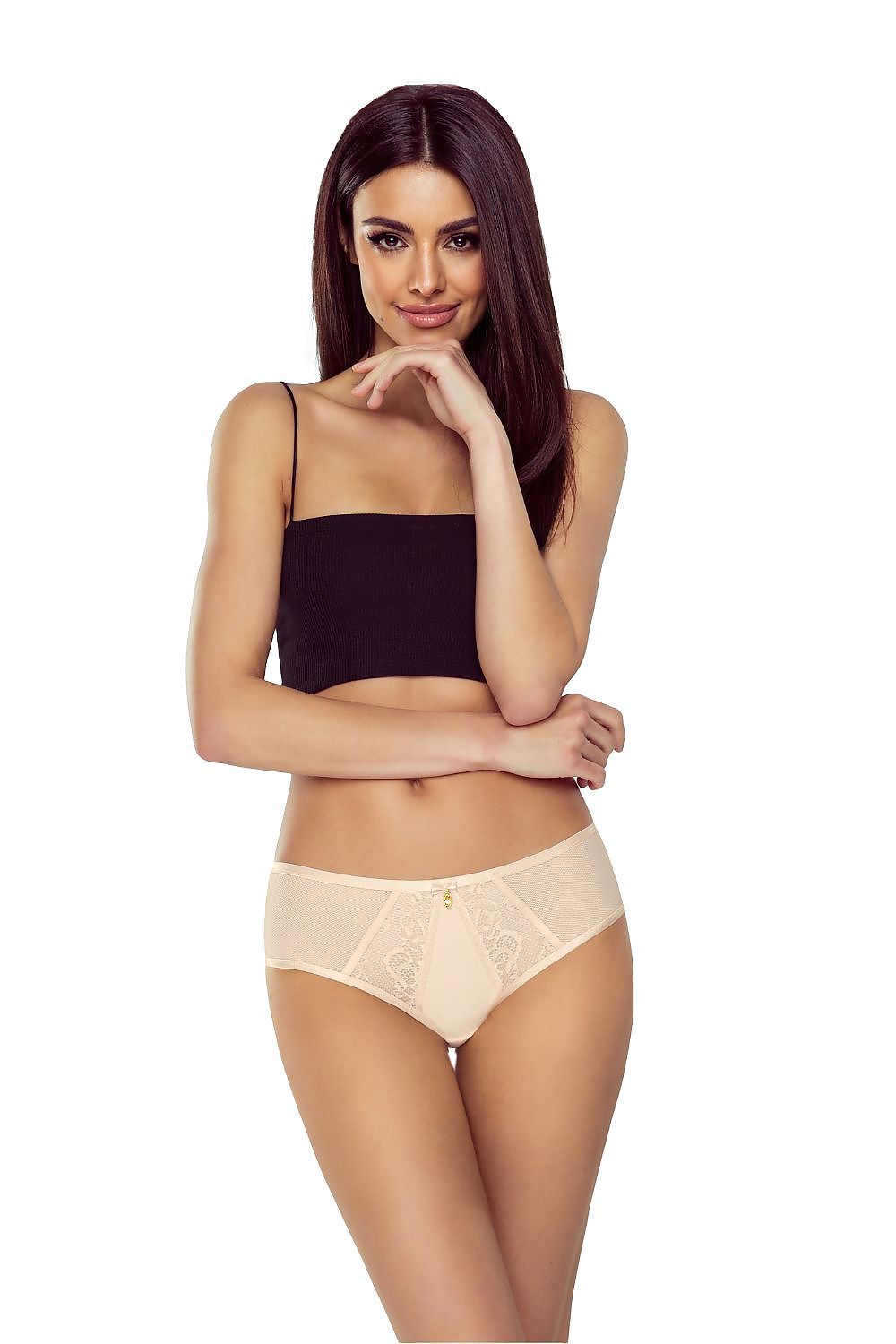 Lapinee luxury women's panties in stylish design, featuring a spectacular lace cut-out at the back and gold decorative ring.