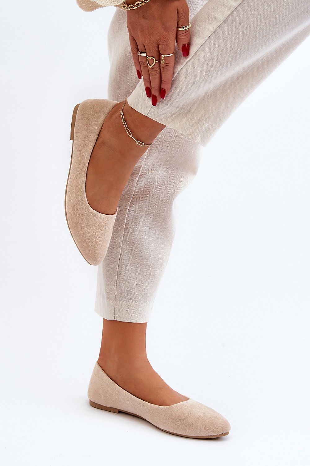 Elegant eco-suede ballet flats with leather insole from Step In Style, showcasing luxury minimalist design perfect for any occasion.