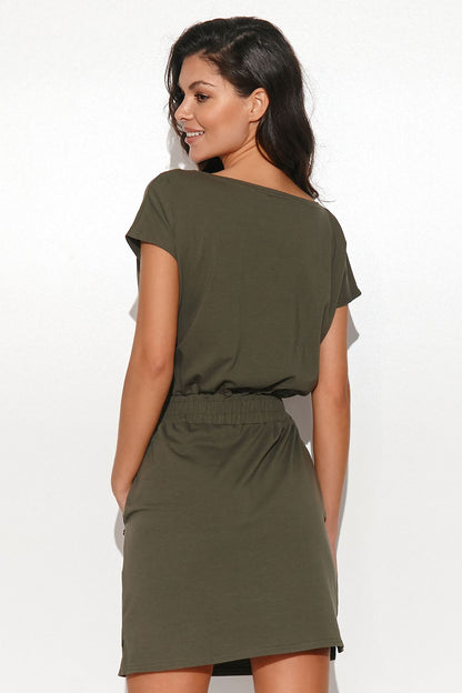 Chic Casual Short Sleeve Summer Daydress by Numinou highlighting a flattering elastic waistband, ideal for a casual yet luxurious summer look.