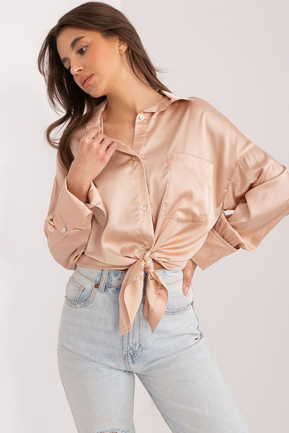 Luxurious Satin Long Sleeve Shirt with a sophisticated design by Fancy, ideal for chic business meetings and elegant parties.