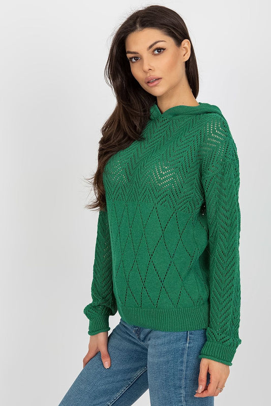 Stylish cotton blend jumper by Badu, featuring a delicate openwork pattern, perfect for enhancing summer looks while providing comfort and breathability.