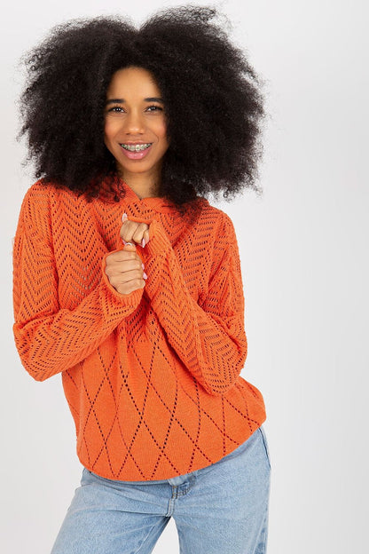 Stylish long sleeve summer sweater by Badu, featuring intricate openwork patterns, ideal for layering and enhancing your summer wardrobe.