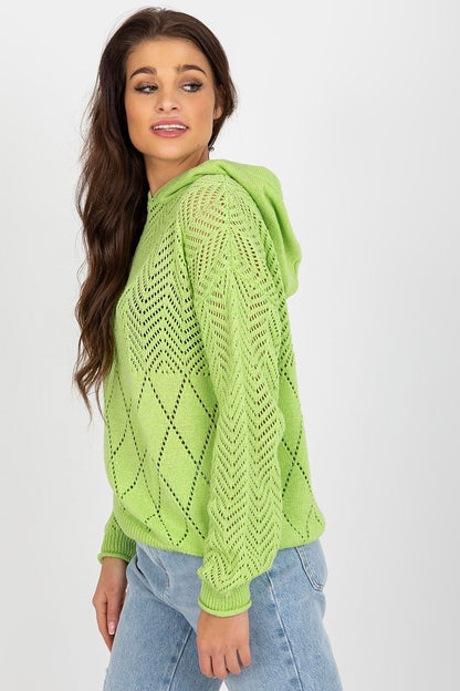 Badu lightweight openwork summer sweater with hood in casual cotton blend, showcasing delicate patterns and breathable fabric for luxurious comfort.