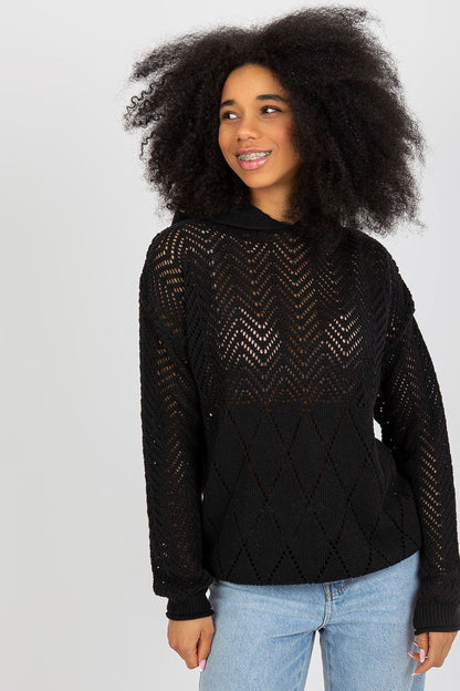 Sophisticated Badu lightweight jumper presenting a unique openwork texture, designed for style and comfort during casual summer gatherings.