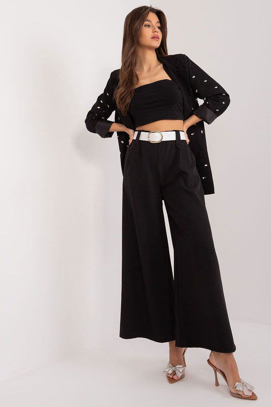 Women's elegant high waist palazzo trousers by Italy Moda, featuring wide legs and side pockets for a versatile and luxurious look.
