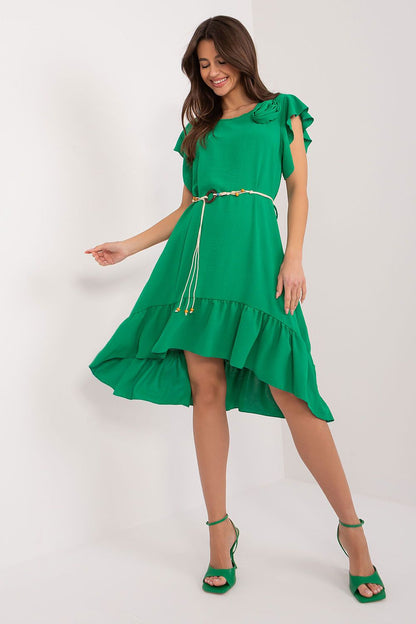 Elegant Asymmetrical Daydress by Italy Moda showcasing a flared cut and delicate ruffle sleeves, perfect for summer occasions.