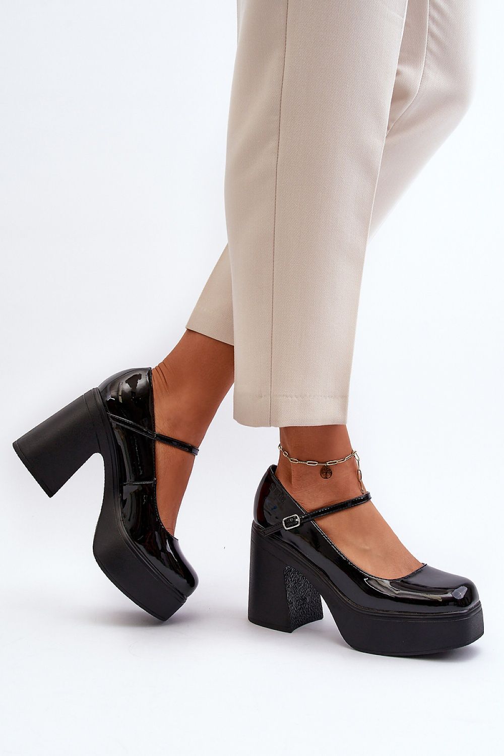 Elegant eco leather half shoes with a modern stiletto heel and delicate midfoot strap, showcased in a stylish setting, by Step in Style.