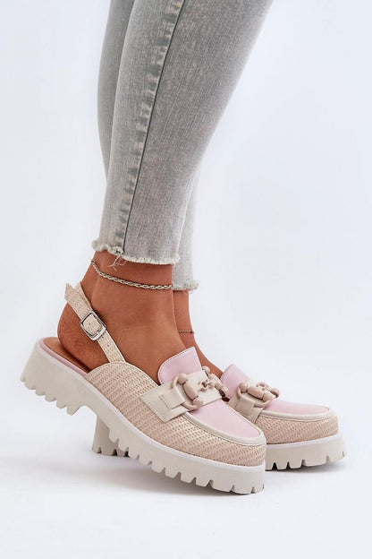 Trendy blush pink eco leather sandals with a unique design and adjustable strap, combining elegance and comfort by Step in Style.