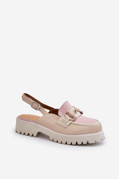 Stylish blush pink sandals with chunky sole and chic detailing, perfect for a fashionable summer look, presented by Step in Style.