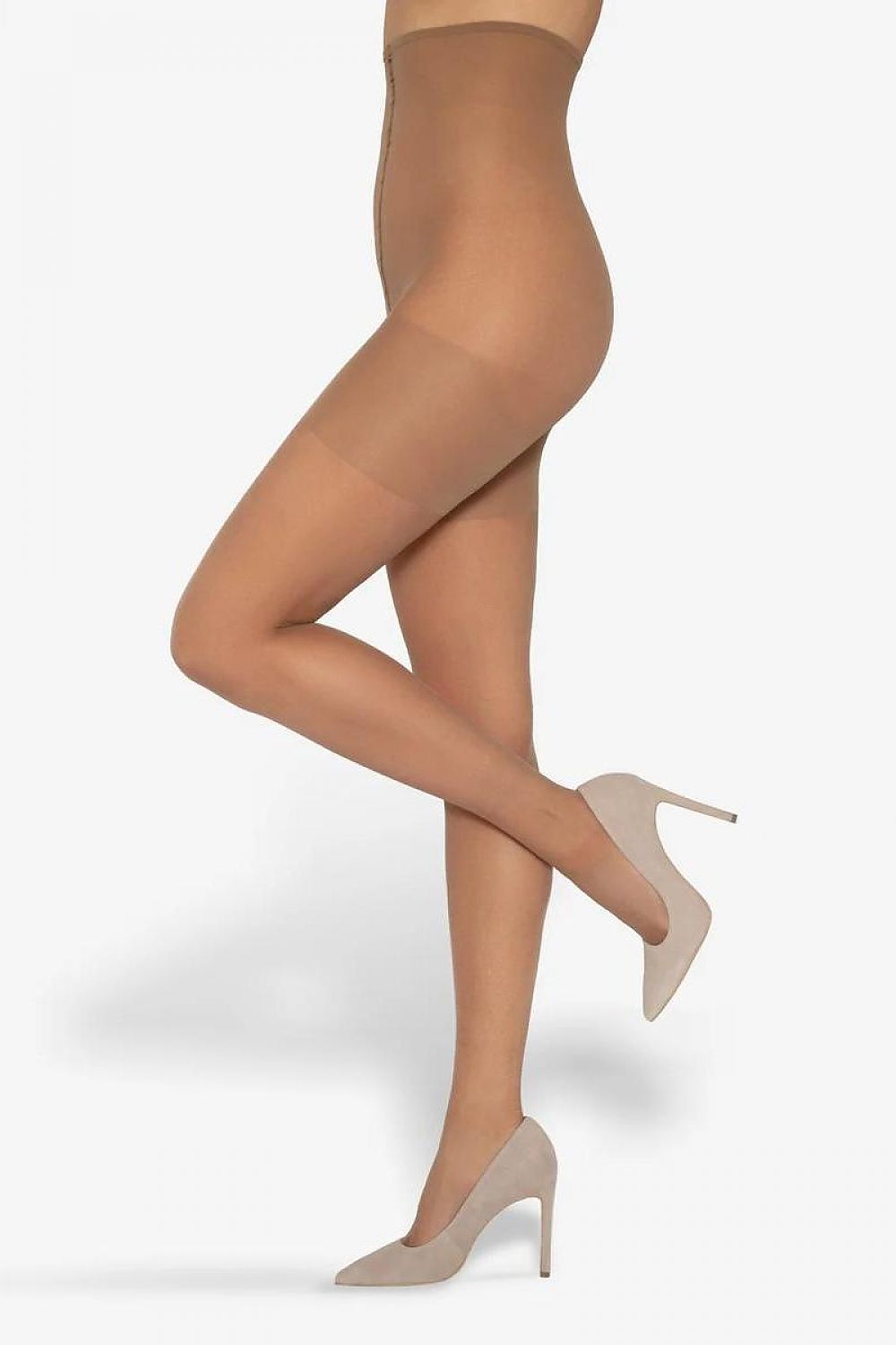 Gatta High Rise Tights with LYCRA Xceptionelle, designed for sophistication and comfort, displayed on a model with a poised silhouette accentuated by chic heels.