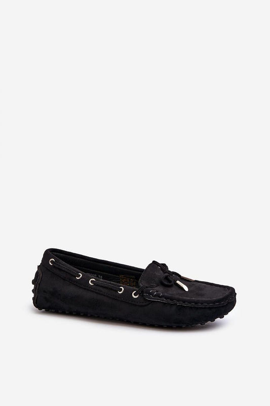 Elegant black women's classic eko suede moccasins by Step in Style, showcasing a stylish design perfect for luxurious everyday fashion.