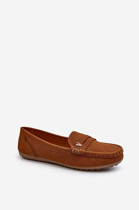 Chic brown imitation leather suede moccasins for women, showcasing a sophisticated design and soft molded insole, presented by Step in Style.
