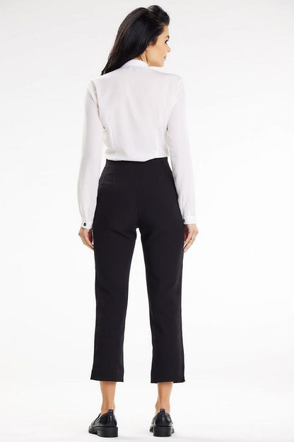 Elegant stand-up blouse by awama featuring a heart neckline and buttoned cuff sleeves, perfect for office wear.
