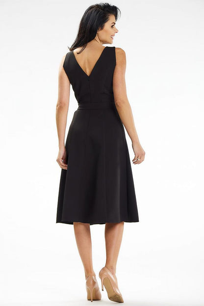 Elegant strapless midi dress by Awama featuring a stylish boat neckline, perfect for sophisticated occasions.