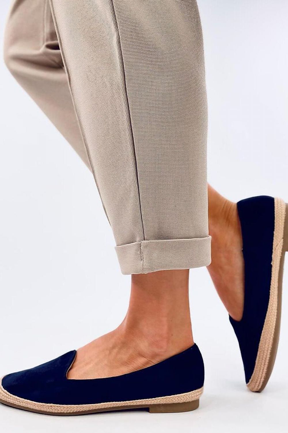 Stylish espadrille ballerinas in eco-friendly suede by Inello, showcasing a graceful summer design ideal for casual and chic occasions.