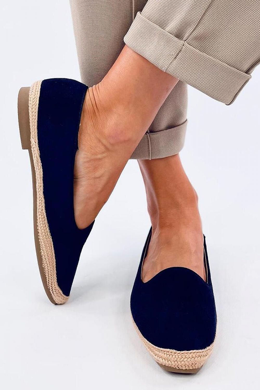 Elegant Women's Suede Espadrille Ballerinas by Inello featuring a luxurious cushioned insole, perfect for summer styling.