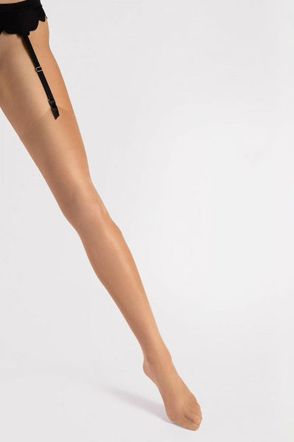 Elegant close-up of Fiore Classic Shimmering Waist Stockings, highlighting the exquisite texture and shimmering finish that embodies luxury.