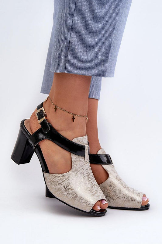 Luxury Women's eco leather sandals with adjustable buckle, set on a comfortable 7.5 cm heel by Step in style, perfect for summer outfits.