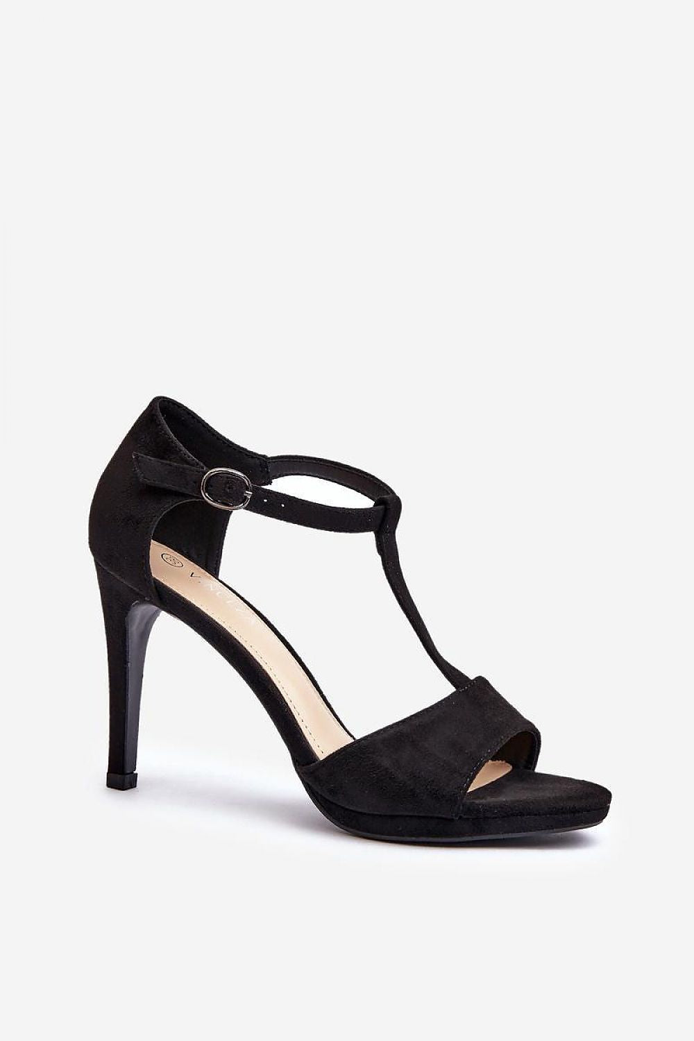 Stylish Vinceza Eco-Suede Women's Stiletto Heel Sandals featuring an adjustable buckle strap, perfect for chic evening wear.