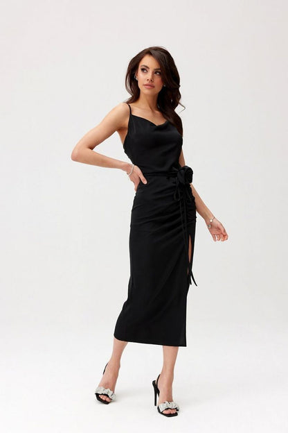 Stunning full-length view of Maribel Midi Cocktail Dress by Roco Fashion, ideal for weddings and night-outs.