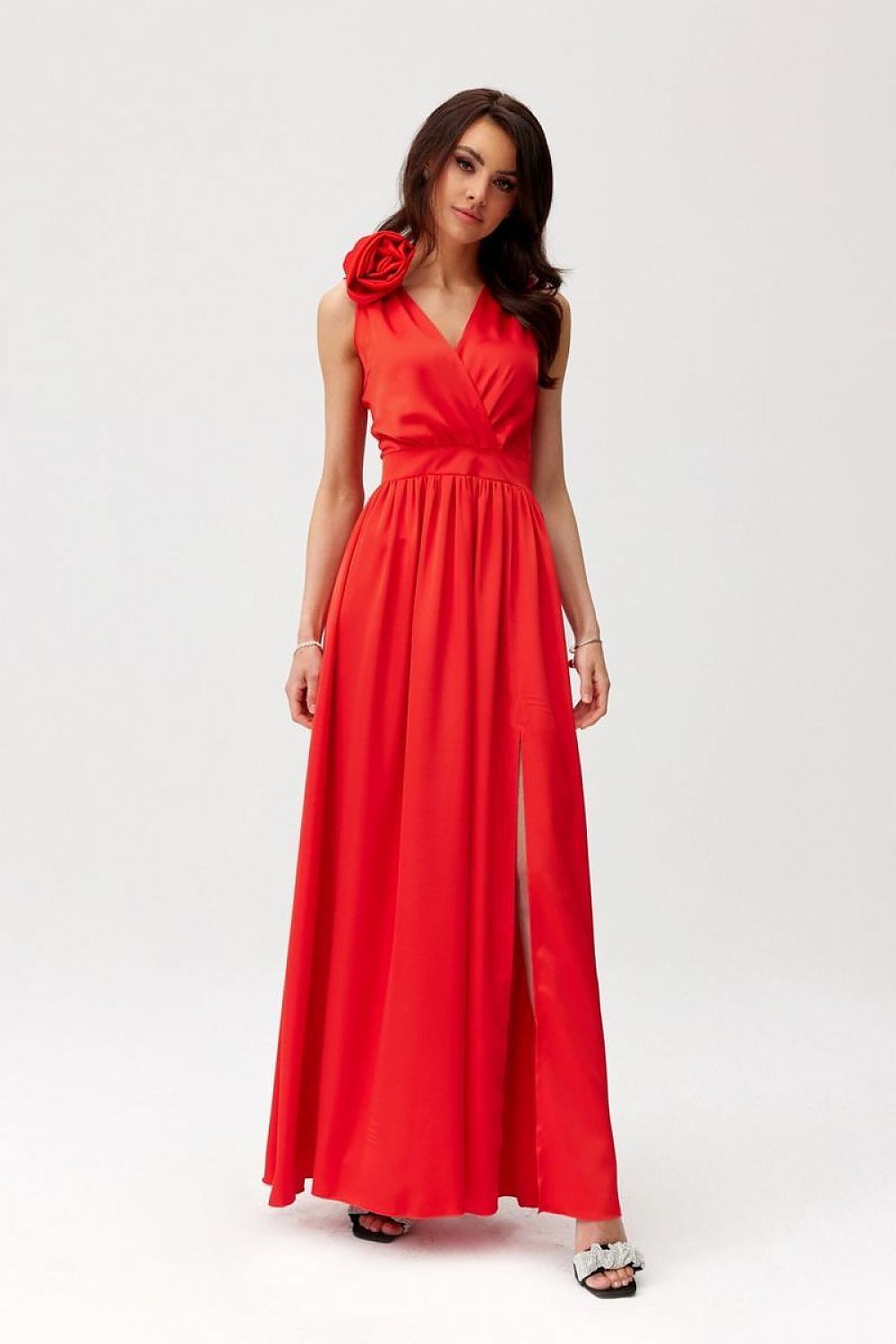 Elegant Paloma Satin Maxi Dress by Roco Fashion featuring a classic cutout back design and luxurious satin fabric, perfect for formal occasions.