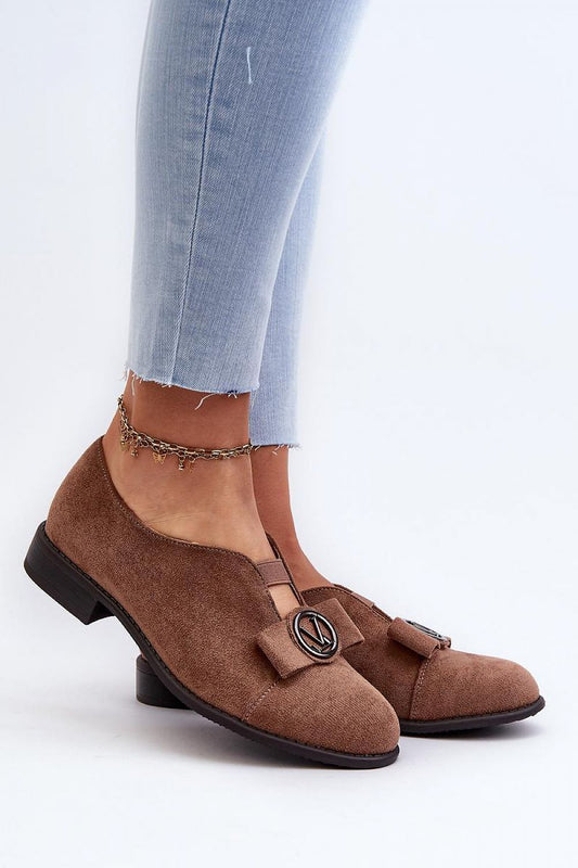 Elegant women's eco-suede half shoes with low heel by Step in Style, featuring a decorative stripe and comfortable leather insole, perfect for chic occasions.