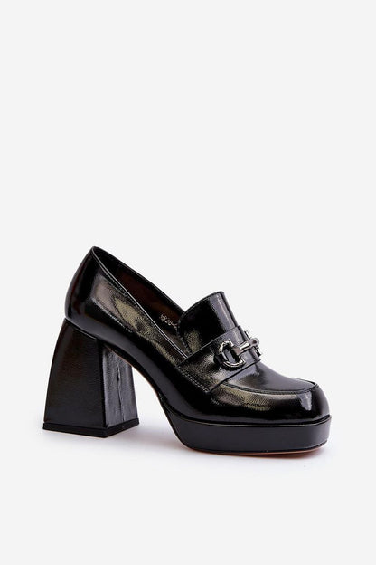 Elegant chunky heeled low shoes in eco leather with square toes and decorative straps by Step in Style, perfect for both casual and formal outfits.