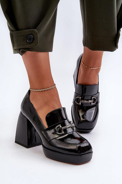 Stylish eco leather half shoes featuring a massive post heel and unique square-shaped toes from Step in Style, designed for individual expression and modern sophistication.