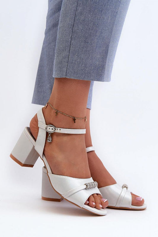 Vinceza Women's Eco-Suede Heel Sandals with elegant embellishments, featuring a stable 6.5cm post heel for comfort and sophistication, ideal for luxury footwear styles.