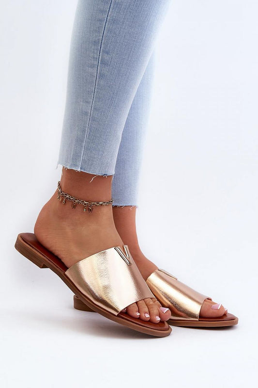 Luxury eco leather women's flip-flops by Step in Style featuring elegant gold accents, perfect for sophisticated summer outings.