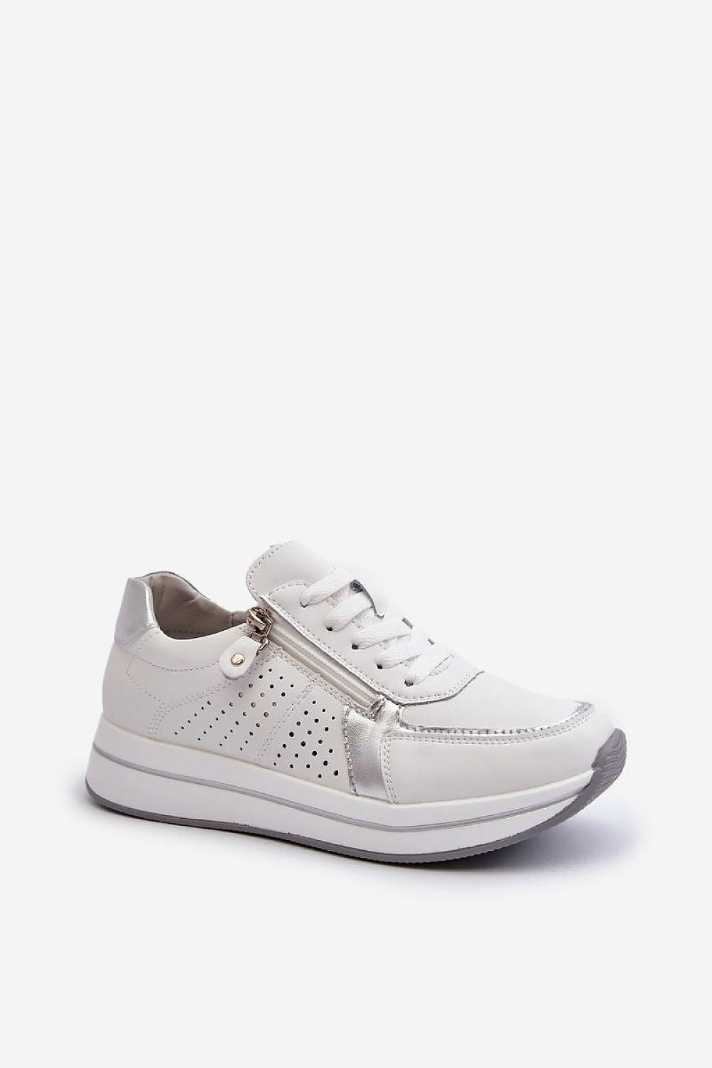 Luxury women's natural leather sneakers by Step in style, featuring a stylish design with a 2.5cm platform for enhanced stability and a sturdy heel support for ultimate comfort.