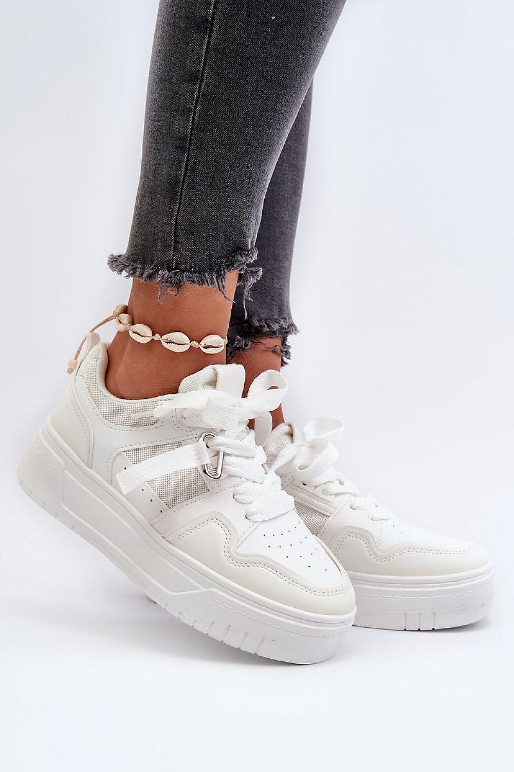 Elegant Women's Eco Leather Platform Sneakers by Step in Style, showcasing a 4cm high fashion platform for comfort and style.