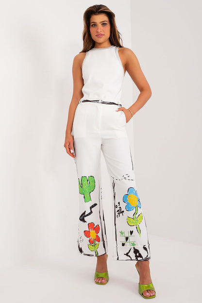Stylish wide leg trousers for women by Italy Moda, perfect for casual outings, showcasing a unique print that exudes elegance and modern flair.