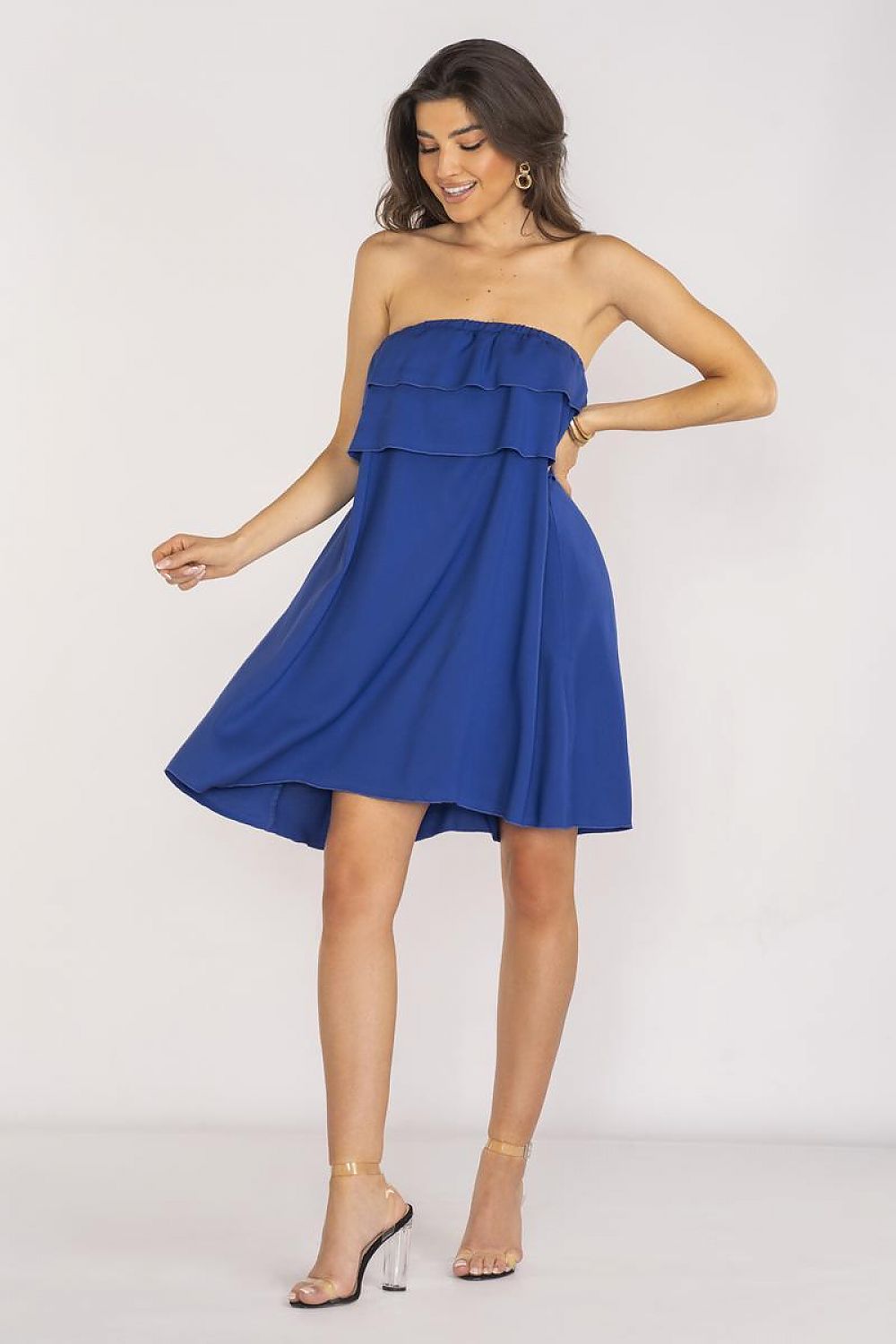 Elegant Spanish-style daydress by Awama featuring delicate frills on the neckline, perfect for stylish summer occasions.