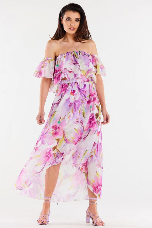 Elegant asymmetrical chiffon long skirt by Awama featuring luxurious fabric and adjustable elastic waist, perfect for EU and US sizes.