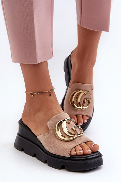 Elegant Vinceza Women's flip-flops showcasing gold detailing, featuring a 7cm heel for stylish summer comfort by Step in Style.