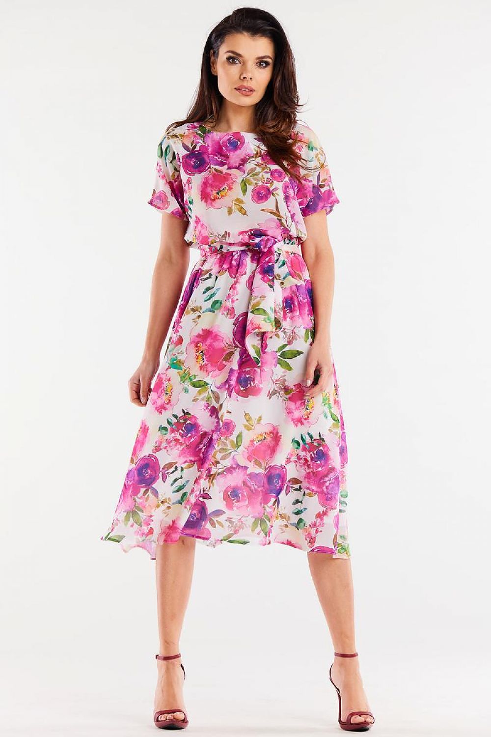 Elegant Awama chiffon daydress displayed on a hanger, emphasising its refined style and versatile design for various occasions.