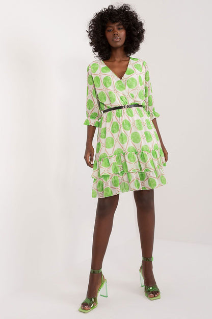 Versatile Italy Moda mini dress featuring a flattering silhouette, 3/4 sleeves, and a unique print, perfect for both day and night events.