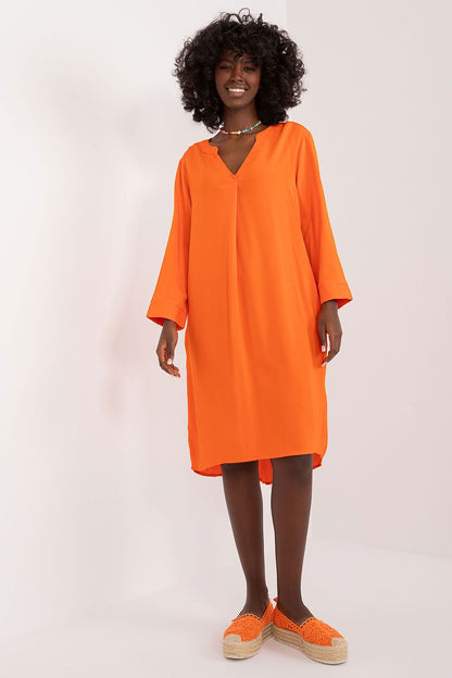 Elegant oversized V-neck daydress by Sublevel, showcasing the lightweight viscose fabric, perfect for a luxurious everyday style.