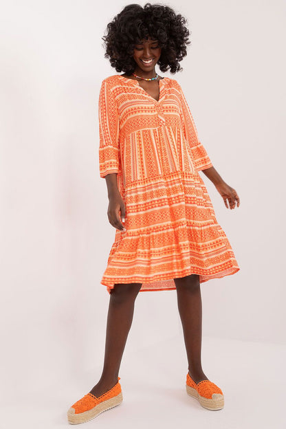 Oversized Viscose Daydress by Sublevel featuring a V-neckline and 3/4 sleeves, perfect for luxurious everyday wear.