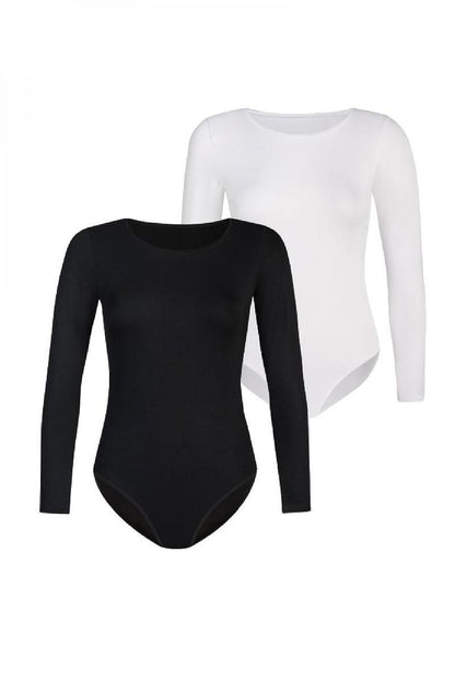 Elegant Teyli women's bodysuit made of high-quality viscose, featuring long sleeves, adjustable snap fastening, and a flattering semi-circular neckline, perfect for a luxurious silhouette.
