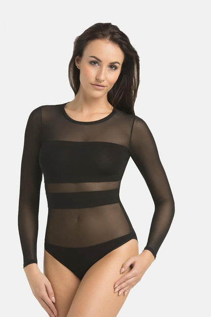 Luxury Teyli Lace Viscose Shapewear Bodysuit showcasing exquisite semi-circular mesh sleeves and elegant design suitable for both daily wear and special occasions.