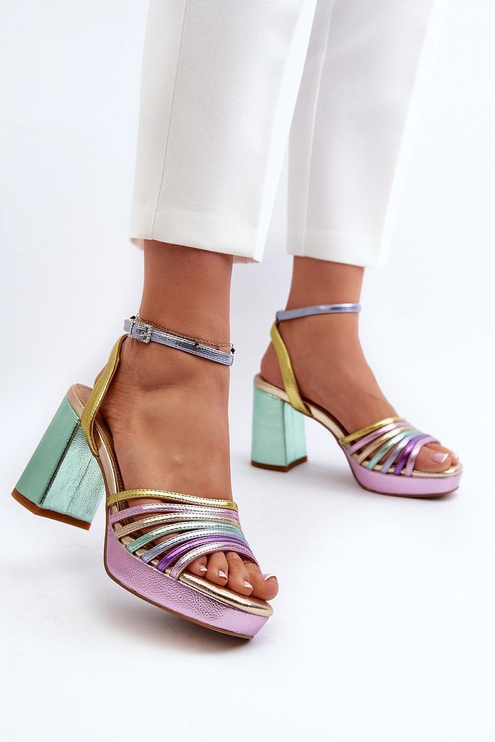 Stylish women's stiletto heel sandals from Step in Style, designed with a comfortable leather footbed and elegant strap detailing.